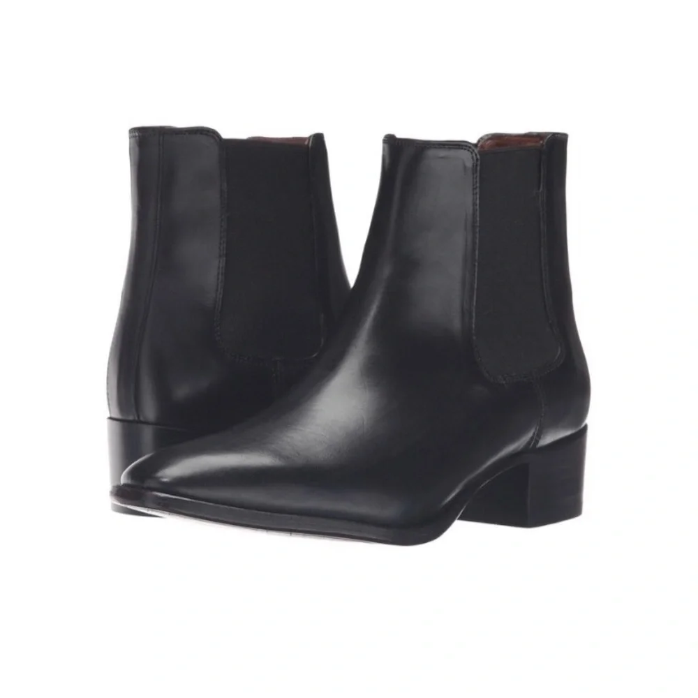 Frye Dara Chelsea Black Genuine Leather Mini Heel Designer Ankle Boots